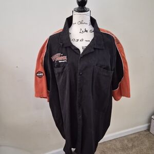 Harley-Davidson Black and Orange Casual Button Down Shirt
